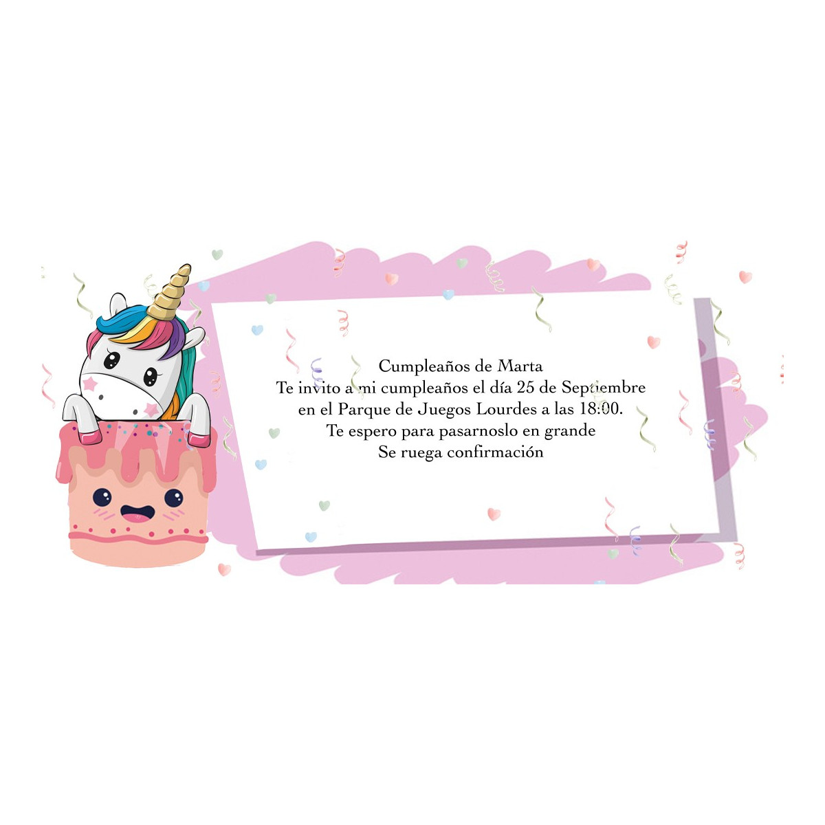 Invitation de joyeux anniversaire personnalisée Licorne – Dyefor