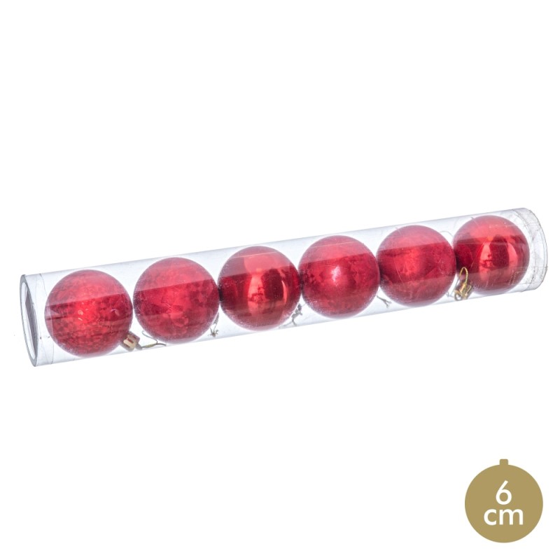 S 6 boules rouges 6 x 6 x 6 cm