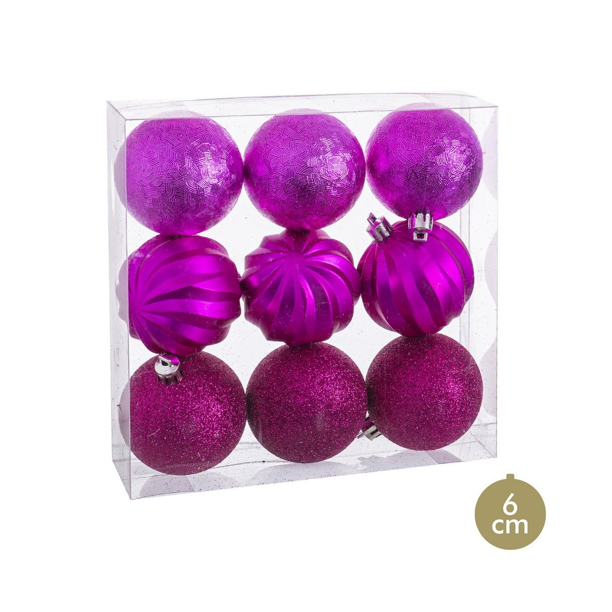 S 9 boules fuchsia formes 6 x 6 x 6 cm