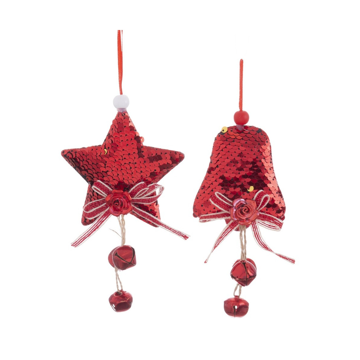 Pendentif paillettes mousse rouge 2 m 8 x 11 cm