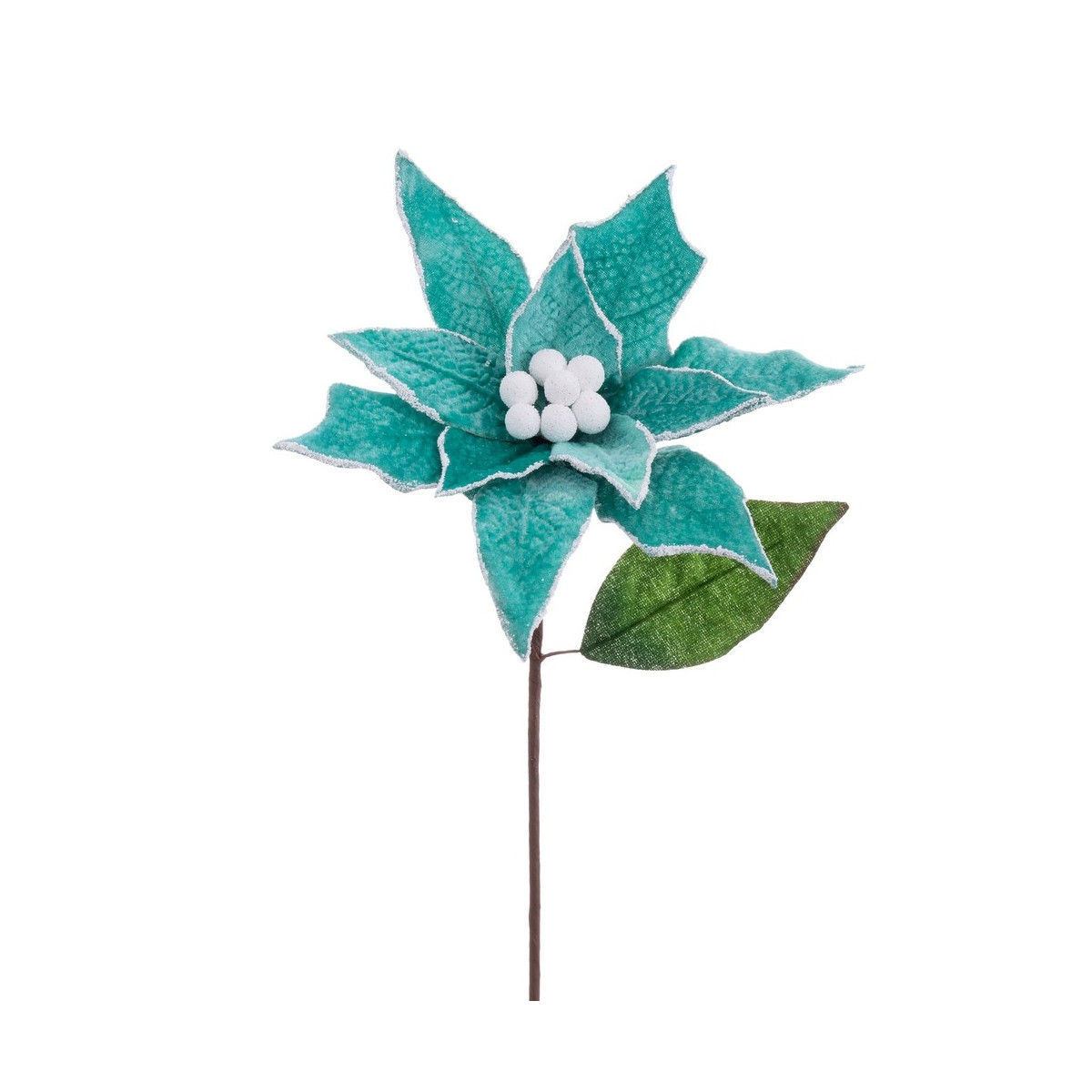 Bâton de poinsettia tressé turquoise 22 x 34 cm