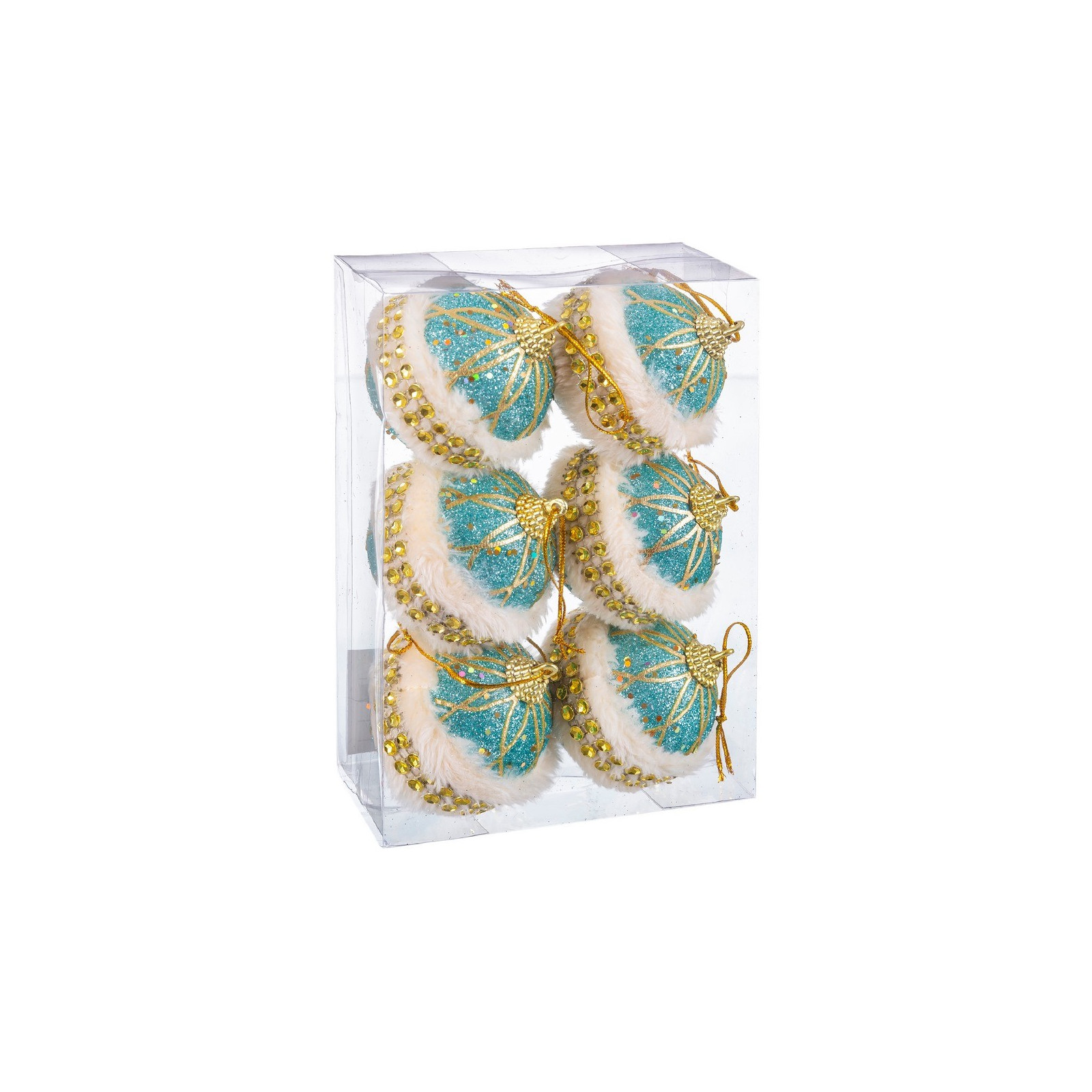 S 6 boules mousse turquoise or 6 x 6 x 6 cm