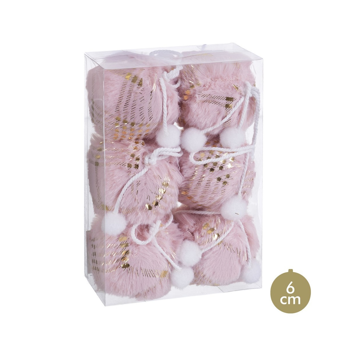 S 6 boules damier mousse rose 6 x 6 x 6 cm