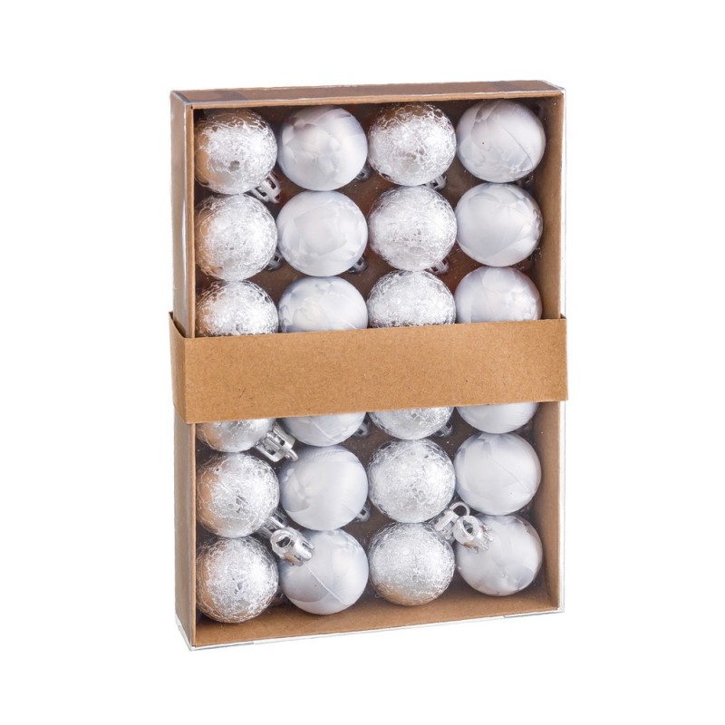 S 24 boules d eau en plastique argenté 3 x 3 x 3 cm