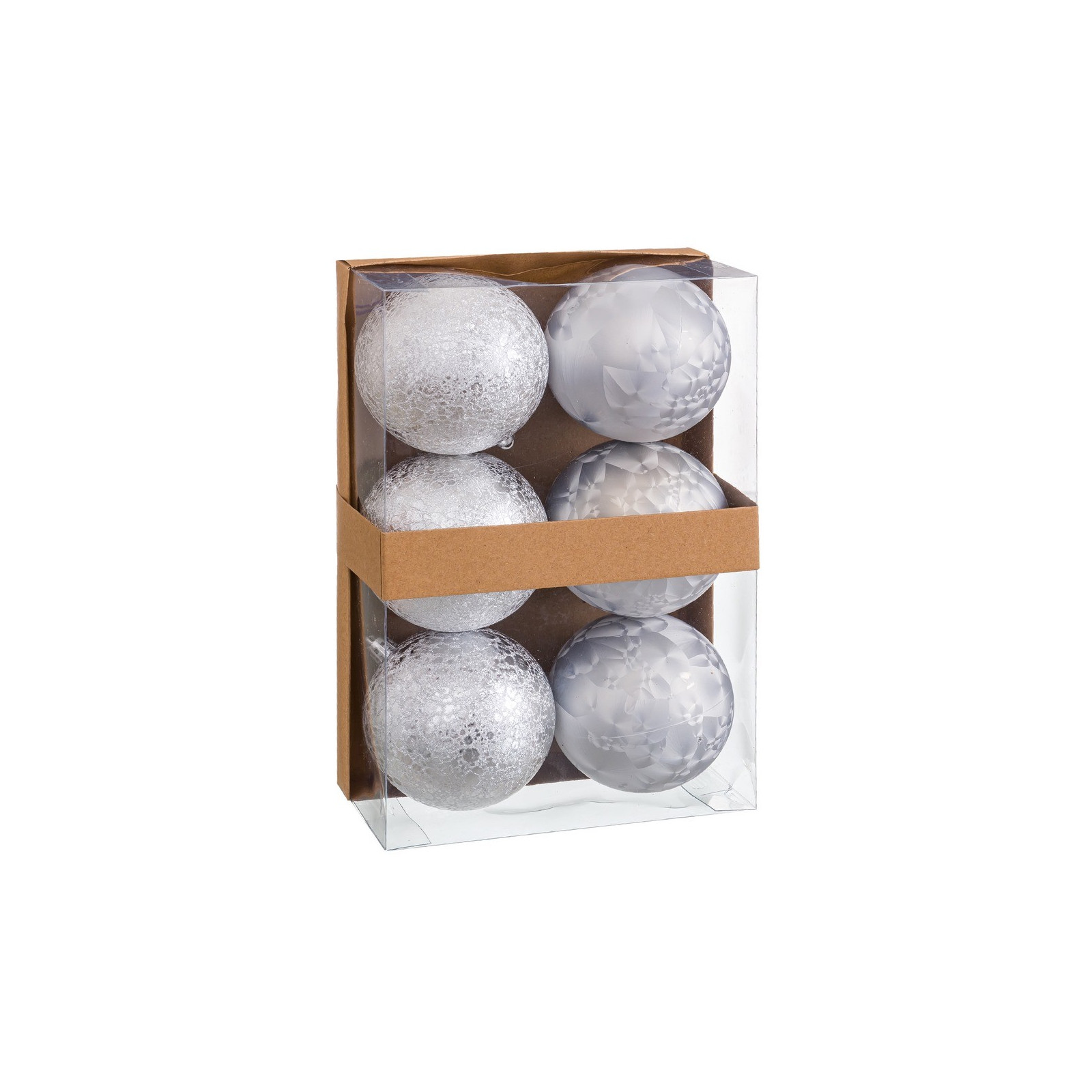 S 6 boules d eau en plastique argenté 8 x 8 x 8 cm