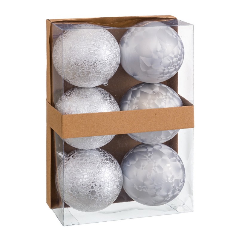 S 6 boules d eau en plastique argenté 8 x 8 x 8 cm