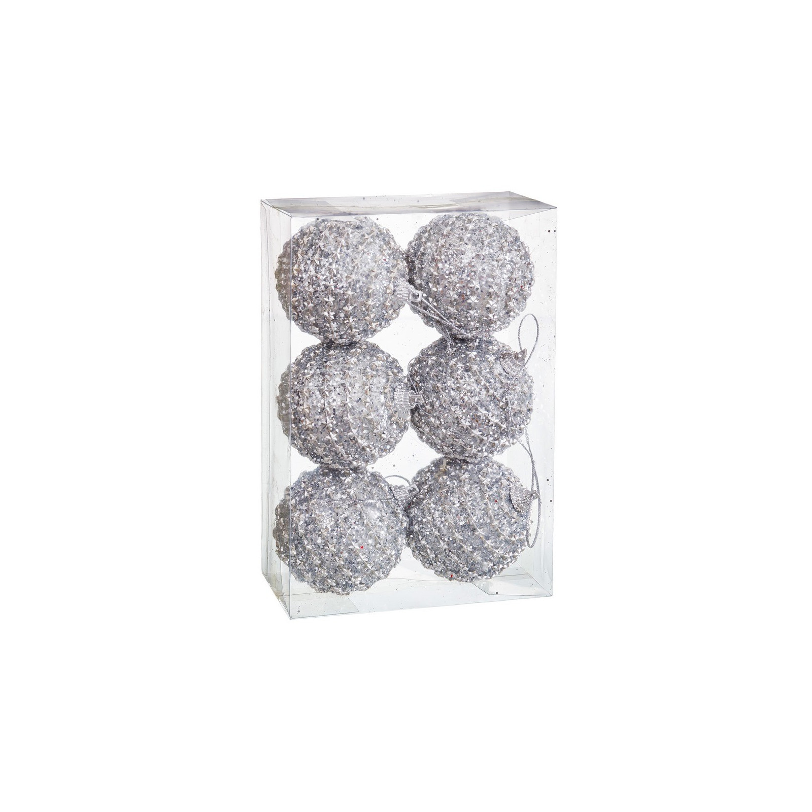 S 6 boules polyfoam argentées 6 x 6 x 6 cm