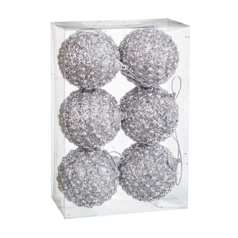 S 6 boules polyfoam argentées 6 x 6 x 6 cm