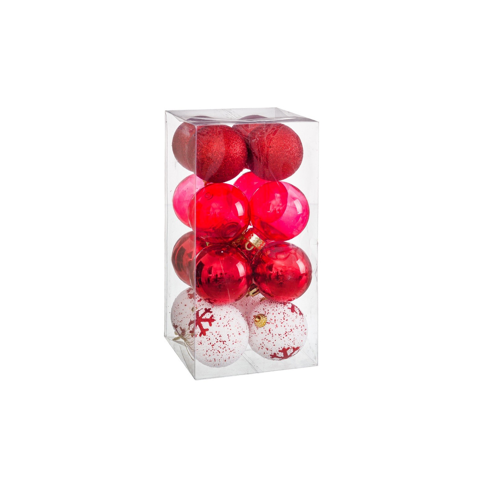 S 16 boules décorées mousse rouge 6 x 6 x 6 cm