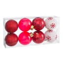 S 8 boules décorées mousse rouge 8 x 8 x 8 cm