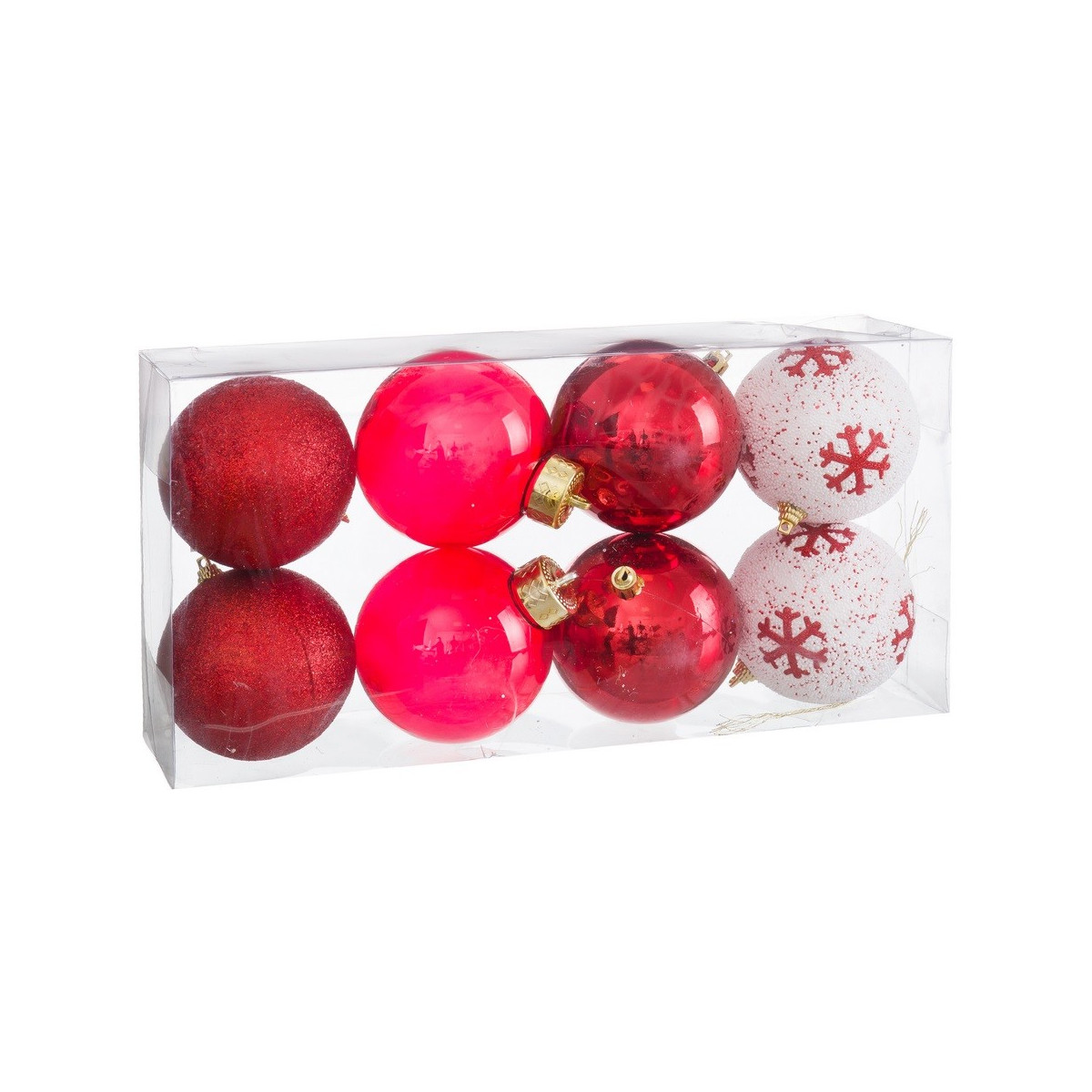 S 8 boules décorées mousse rouge 8 x 8 x 8 cm