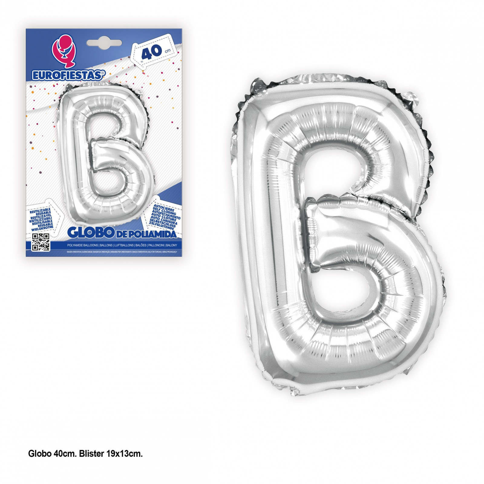 Ballon polyamide 40cm paillettes argent b