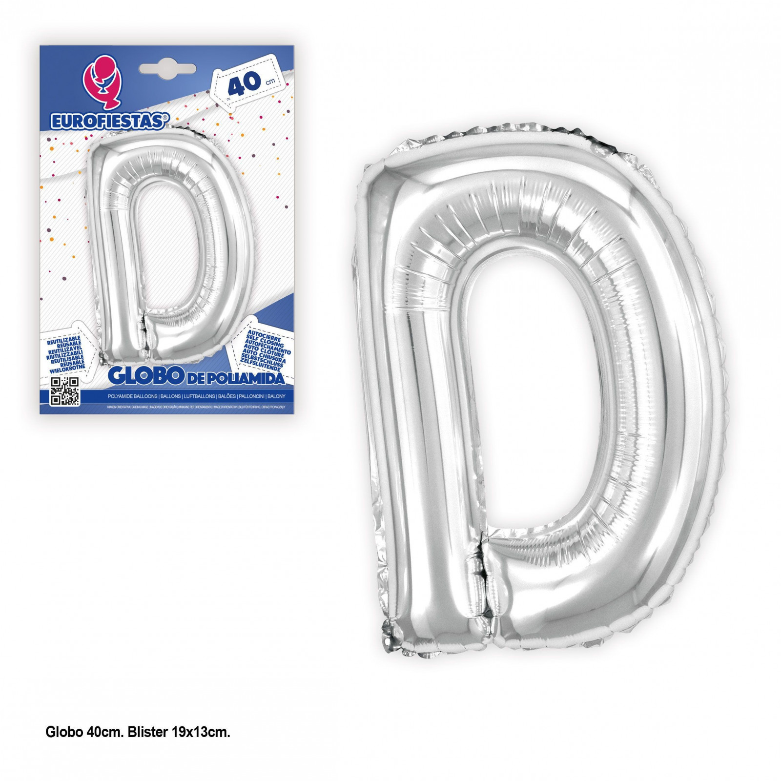 Ballon en polyamide 40cm paillettes argent d