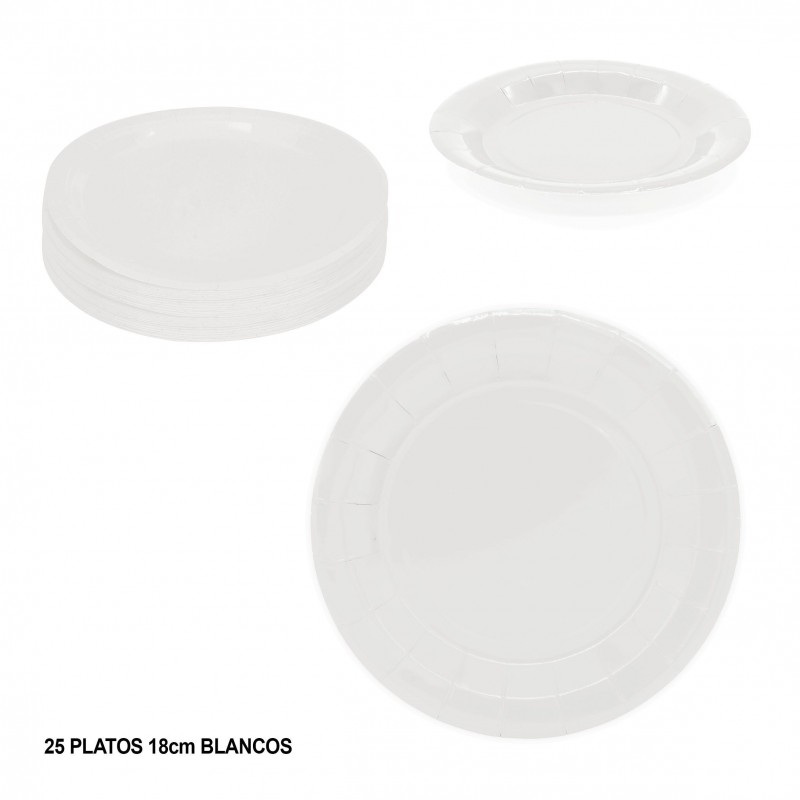 18cm 25 assiettes blanches