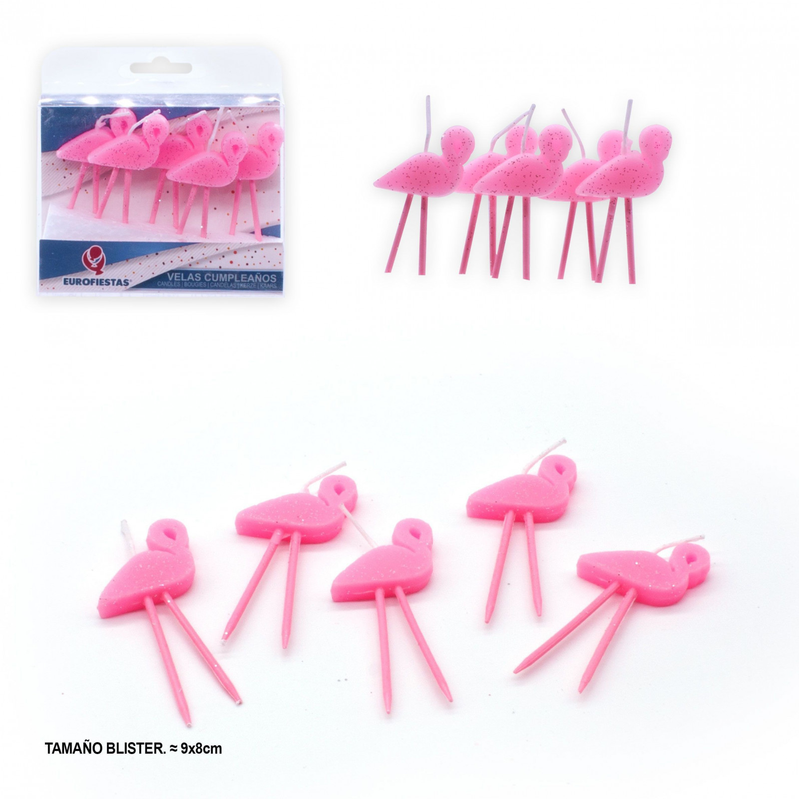 5 bougies flamants roses