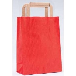 Sac En Papier Kraft Rouge Avec Poign E Plate