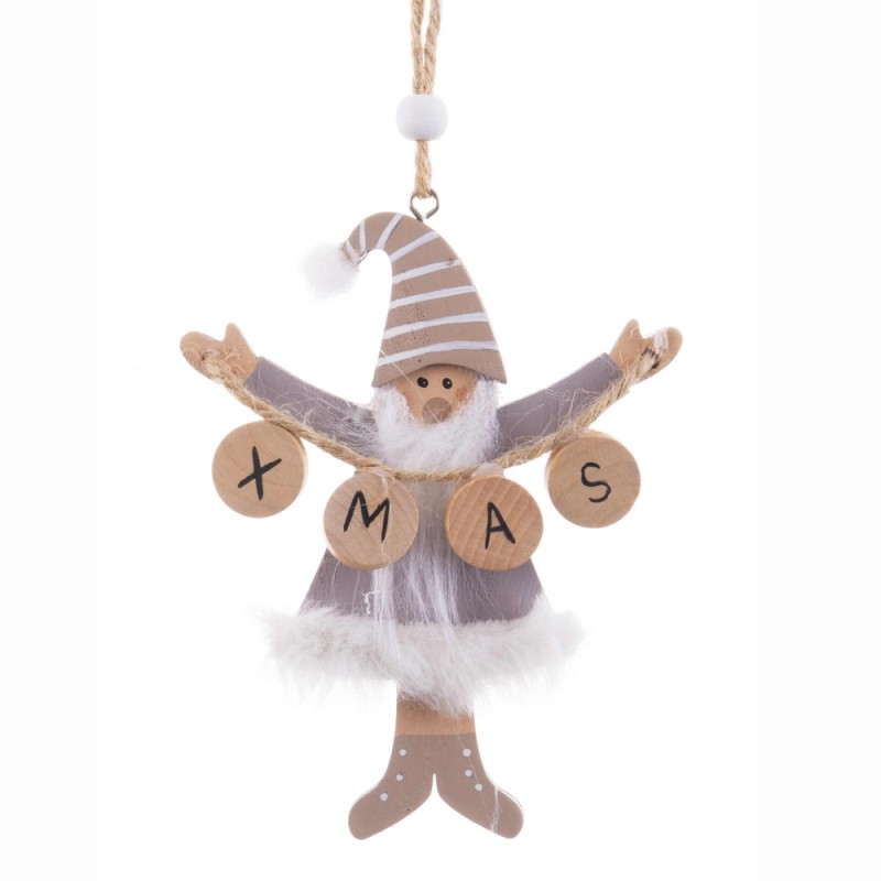 Pendentif pere noel bois 10 x 22 x 1 cm