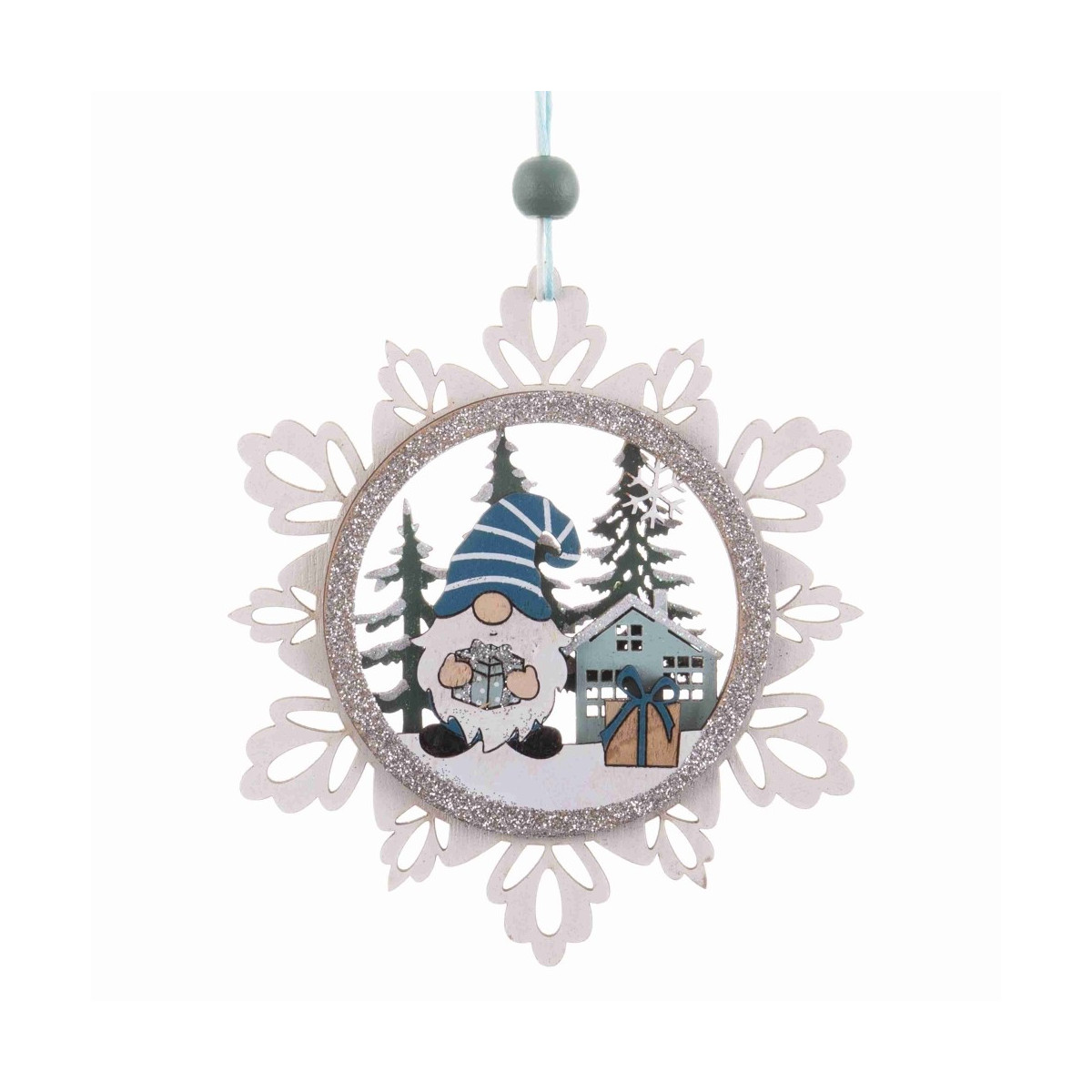 Pendentif etoile en bois blanc 12 x 10 x 0.80 cm