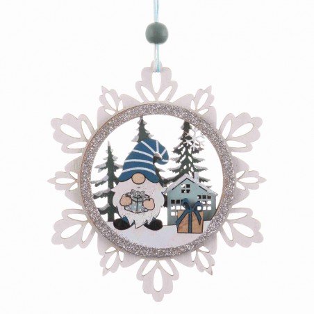 Pendentif etoile en bois blanc 12 x 10 x 0.80 cm