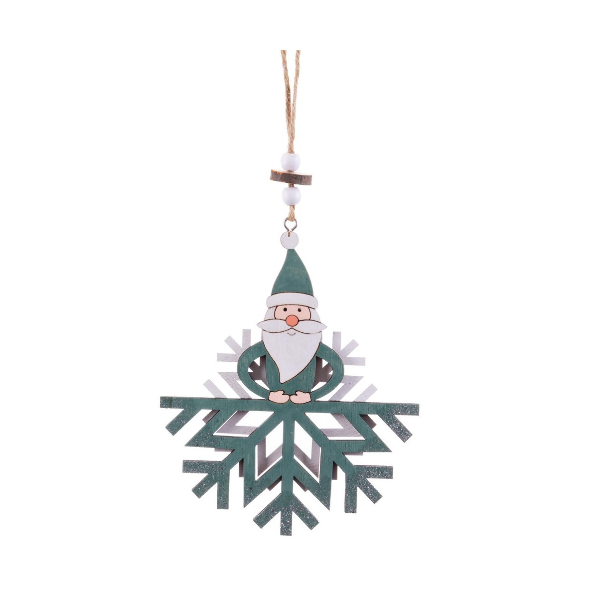 Pendentif pere noel bois 14 x 12 x 0.70 cm