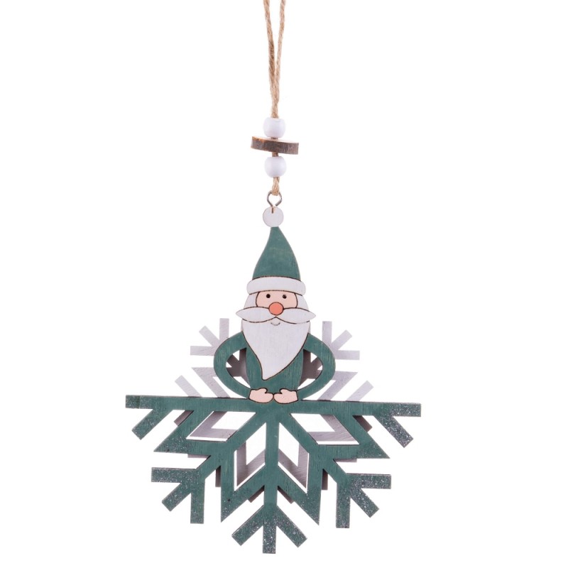 Pendentif pere noel bois 14 x 12 x 0.70 cm