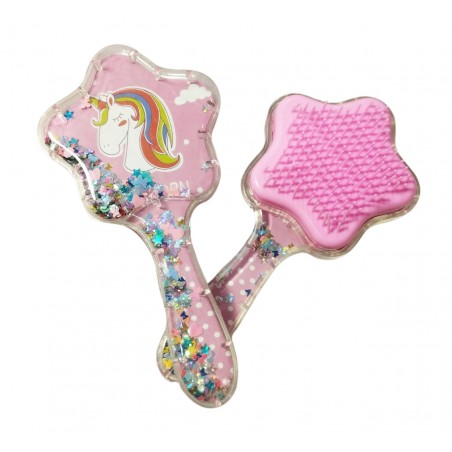 Brosse démêlante en forme d étoile licorne avec confettis à l intérieur