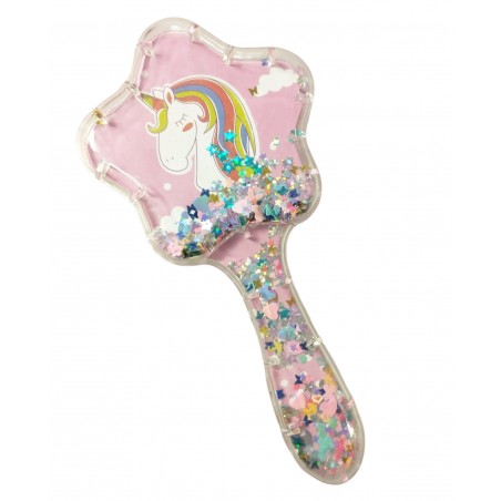 Brosse démêlante en forme d étoile licorne avec confettis à l intérieur