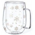 Tasse isotherme en verre avec flocons de neige