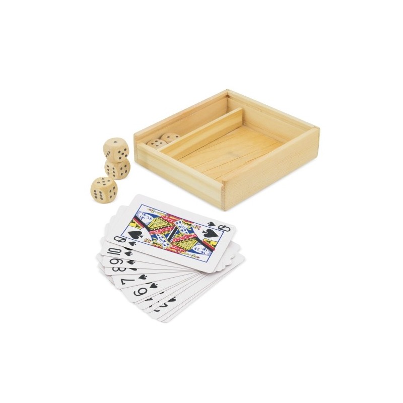 Jeu De Cartes Et Dés Dans Une Boîte En Bois Personnalisé Avec Noms Date