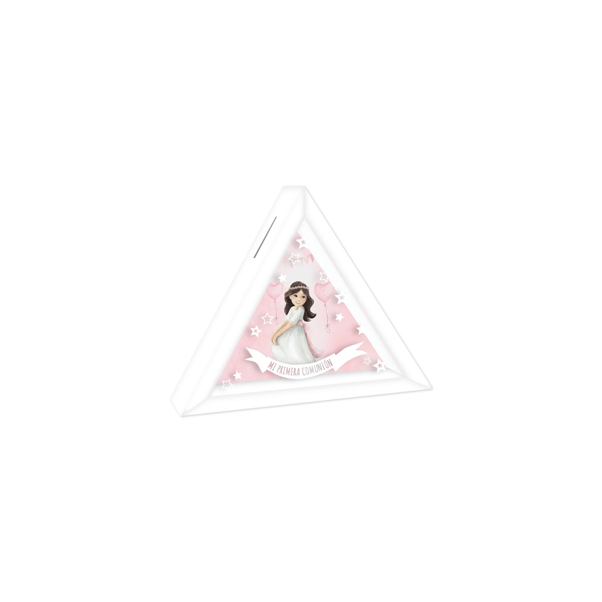 Tirelire triangulaire communion fille