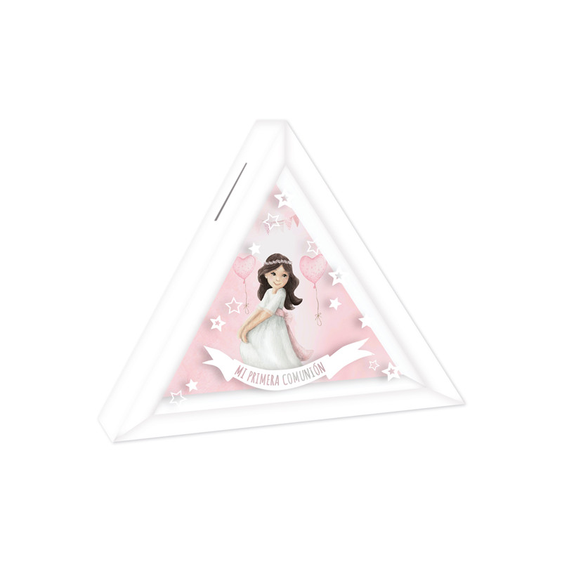 Tirelire triangulaire communion fille