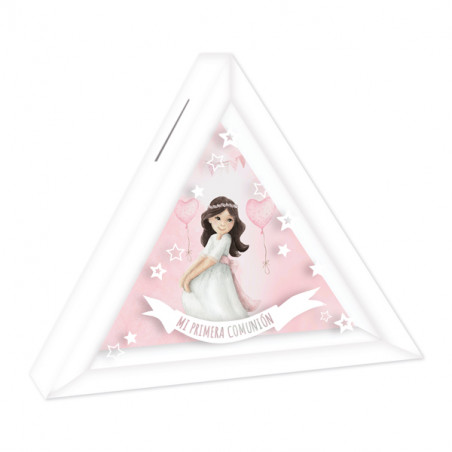 Tirelire triangulaire communion fille