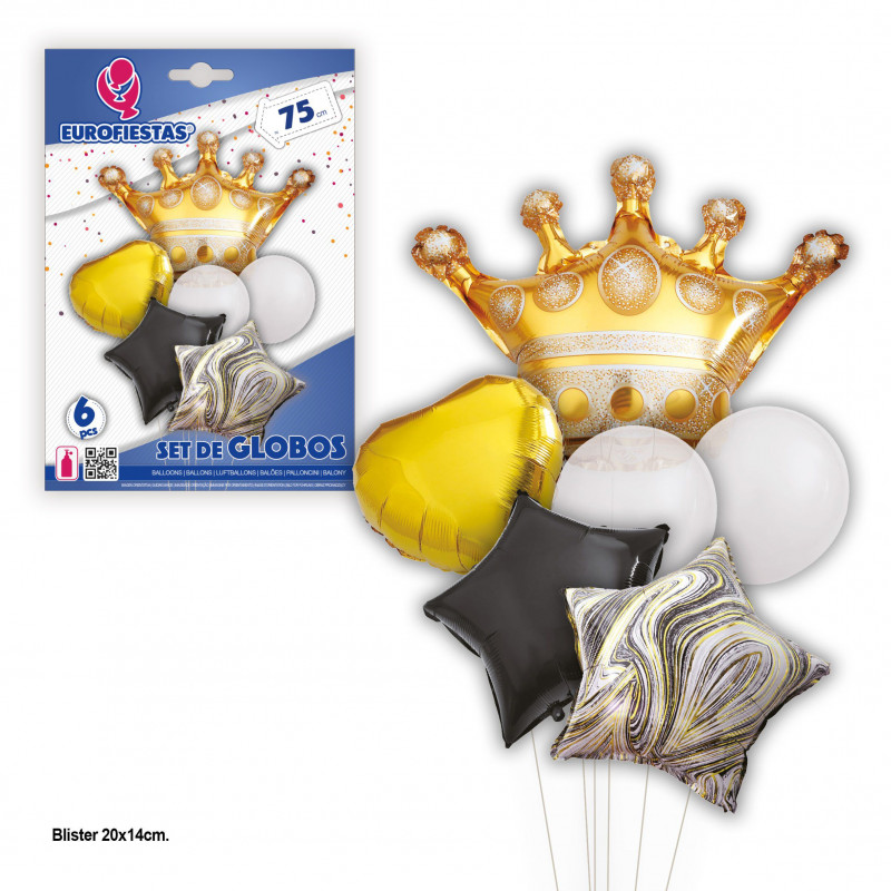 Ensemble de ballons couronne et étoiles