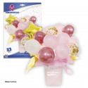 Ballons sertis de vase rose