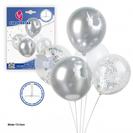 arche ballons bio bleu argent