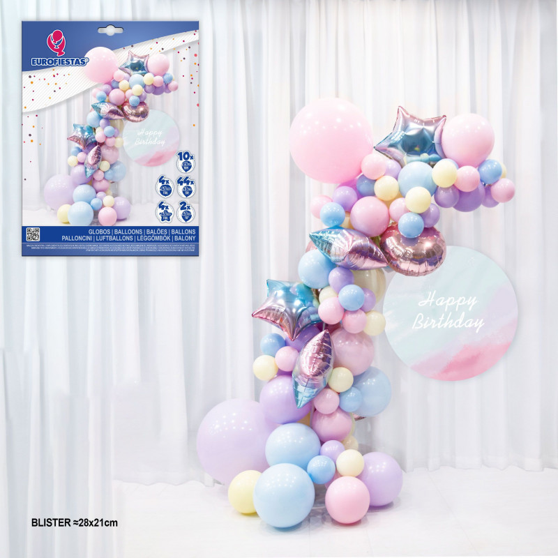 Ensemble organique de ballons pastel et roses