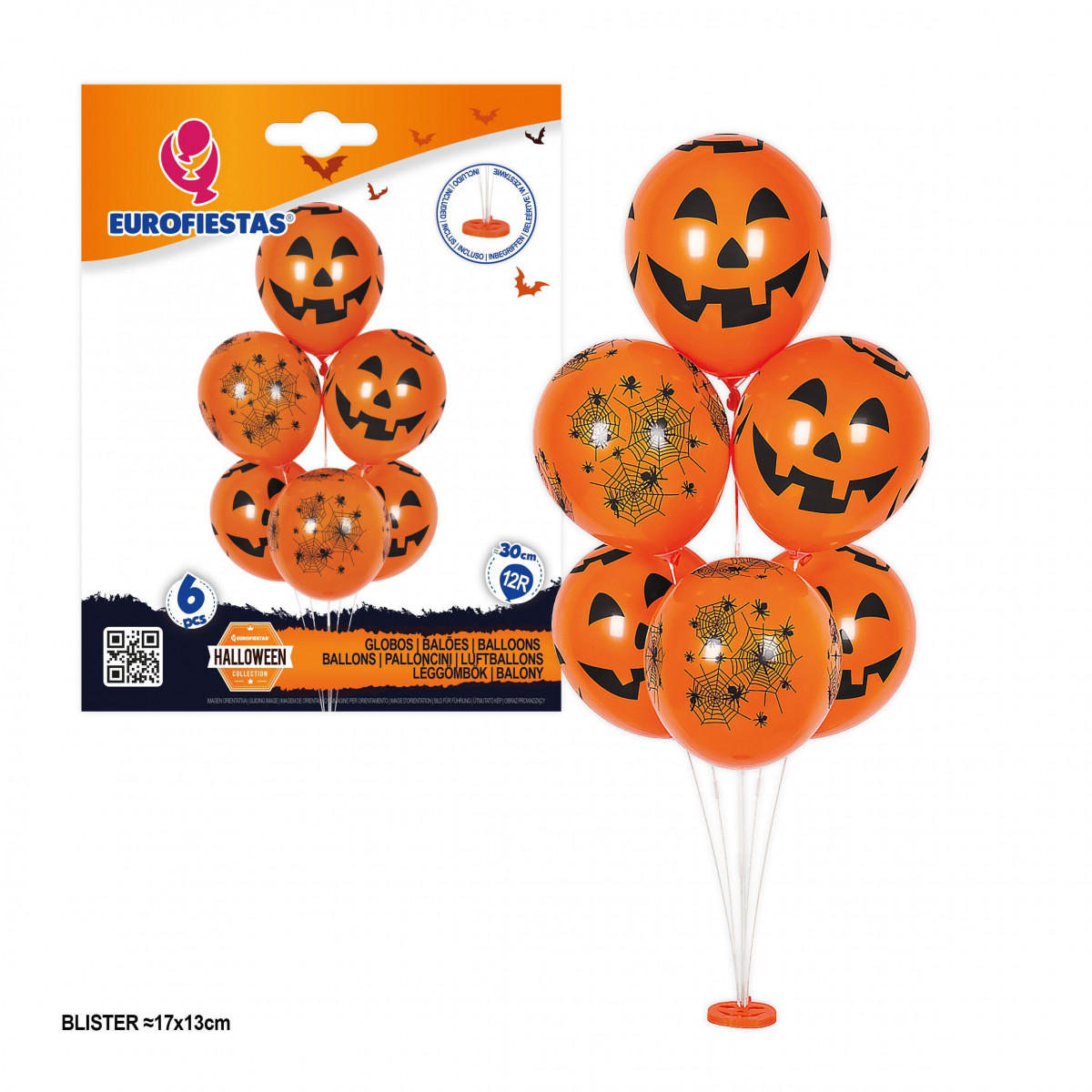 Arbre à ballons d'Halloween 6pcs citrouilles et araignées