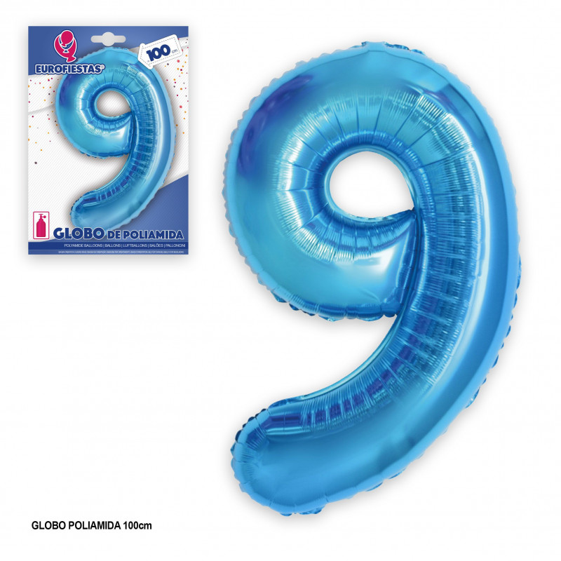 Ballon aluminium 1m bleu 9