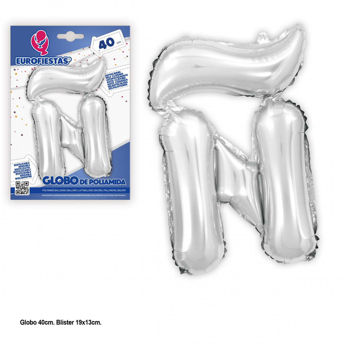 Ballon aluminium 40cm argent brillant ñ