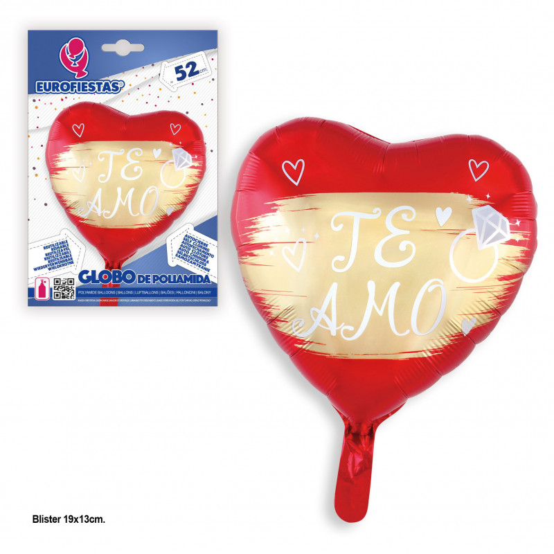 Ballon aluminium coeur rouge et doré Je t'aime 52x43cm