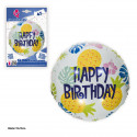 Ballon aluminium 45cm rond happy birthday ananas blanc