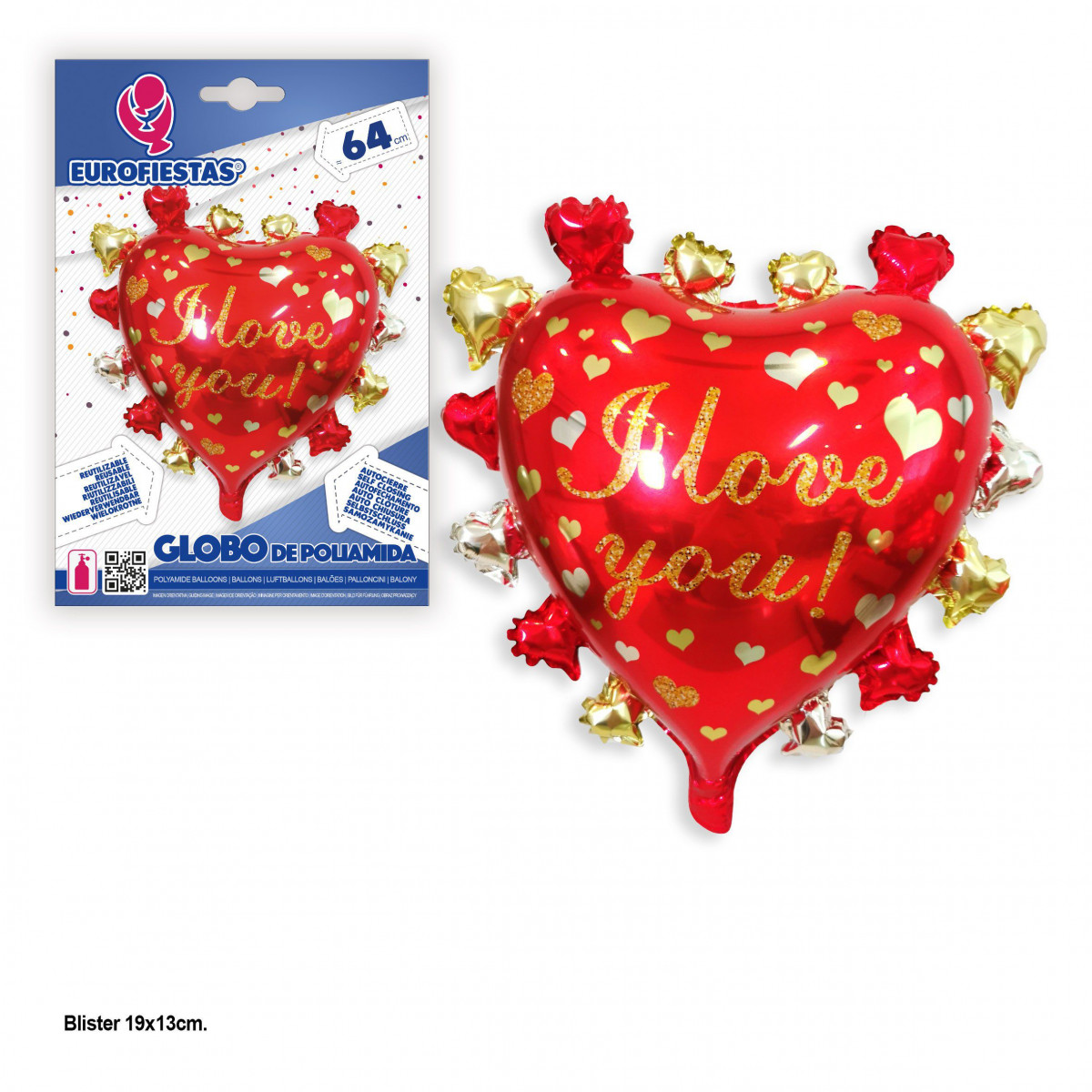 Ballon aluminium 64cm déco coeur je t'aime