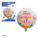 Ballon rond en aluminium pour gâteau de joyeux anniversaire avec bougie