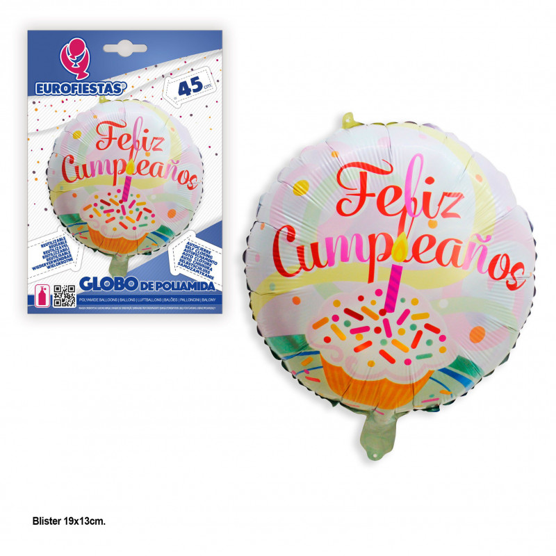 Ballon rond en aluminium pour gâteau de joyeux anniversaire avec bougie