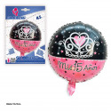 Ballon aluminium rond mes 15 ans couronne rose