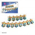 Guirlande de ballons en aluminium joyeux anniversaire bouclier bleu