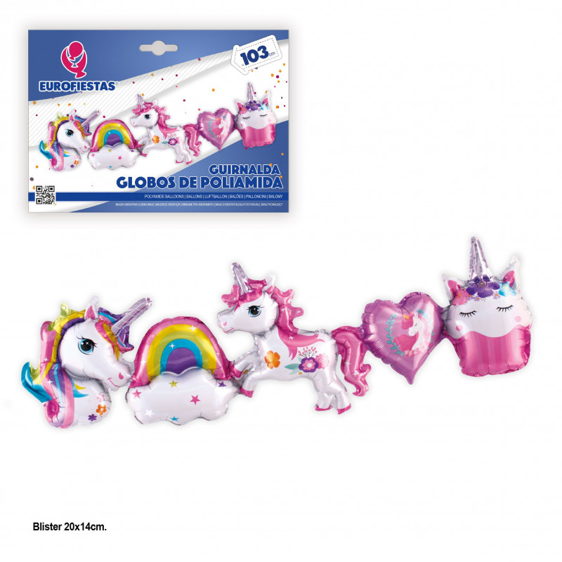 Guirlande de ballons aluminium licorne