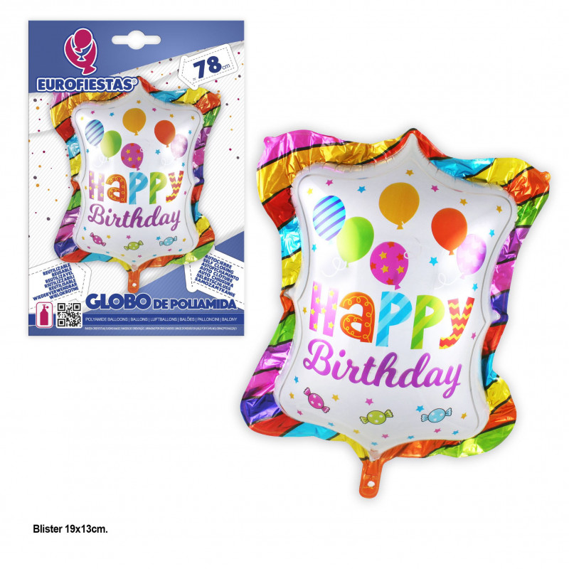 Ballon aluminium pinata joyeux anniversaire 78cm