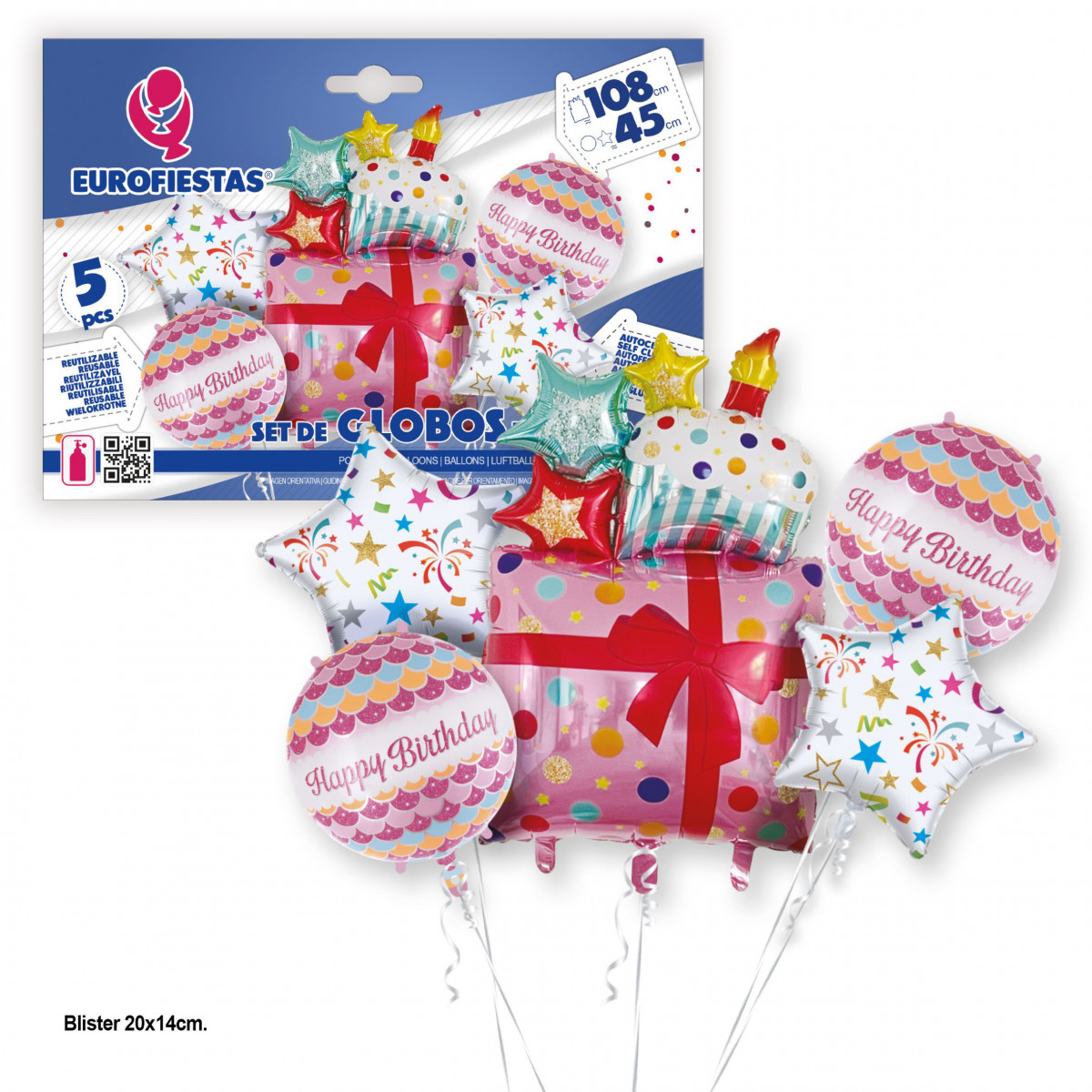 Ensemble de ballons en aluminium cadeau rose