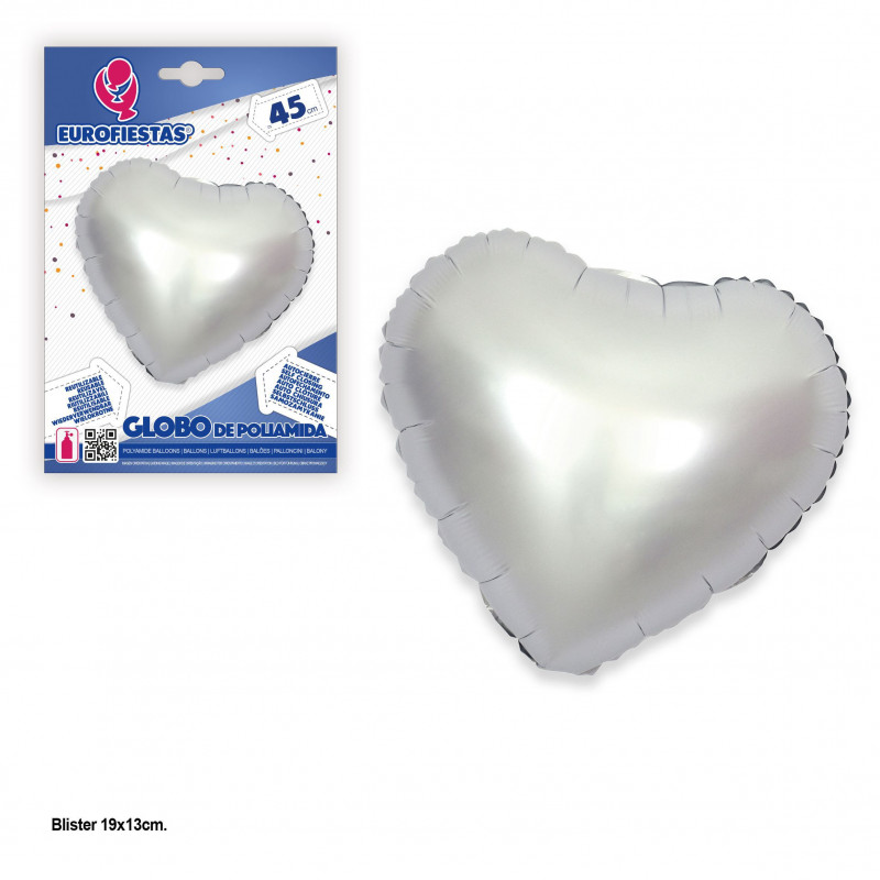 Ballon aluminium coeur 45cm argent mat